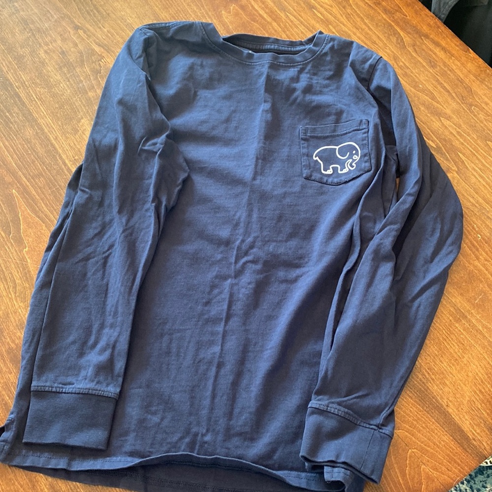 Ivory Ella navy winter elephant shirt